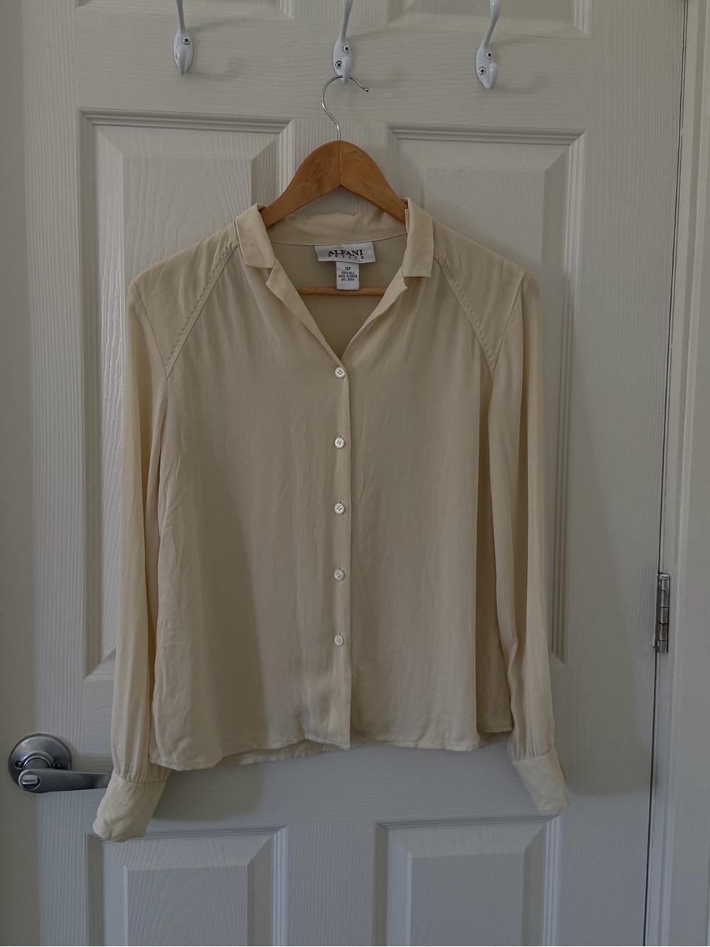 Alfani Silk Cream Button-Front Women's Blouse